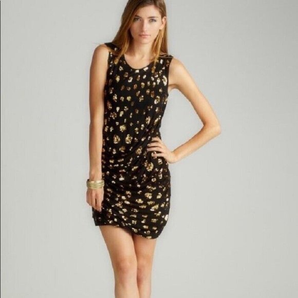 French Connection Women's Aritzia Black Gold Sequin Dress ( 0 ) - Picture 1 of 1